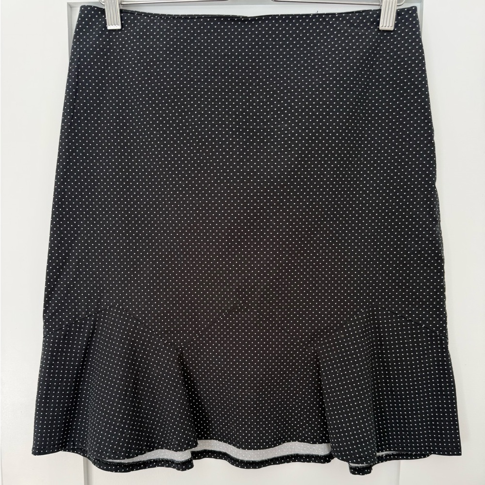 Max Studio Black Polka Dot A-Line Skirt 🖤 White Dot Mini Skirt Classic Chic - Picture 4 of 6